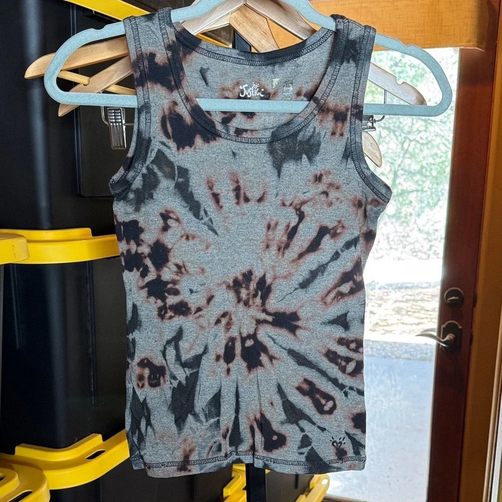 Justice Black and Brown Tie-Dye Tank Top